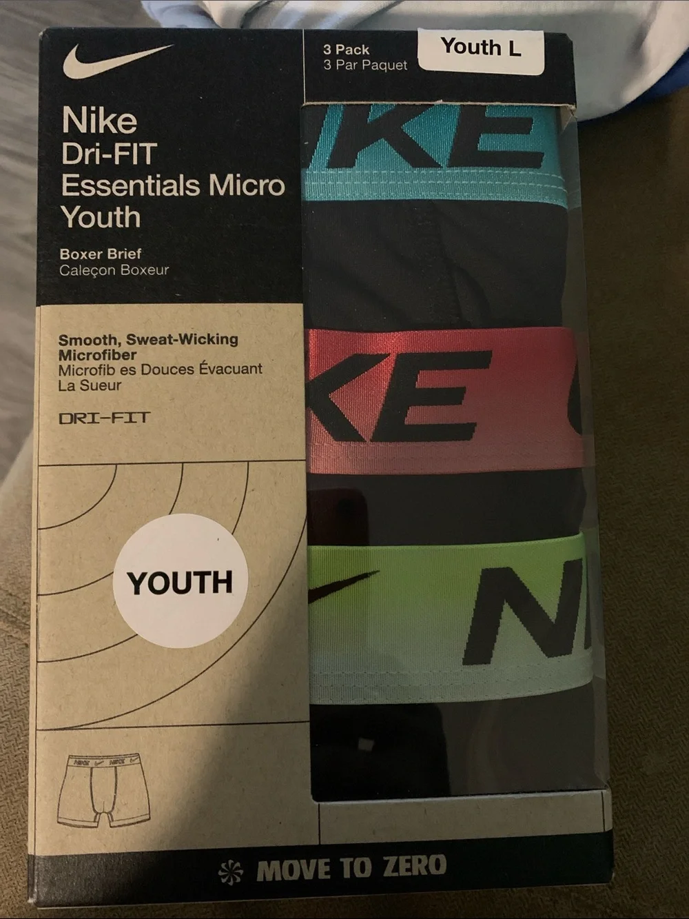 Nike Youth Dri-FIT Micro Boxer Briefs - Teal, Coral, Lime (3-Pack)